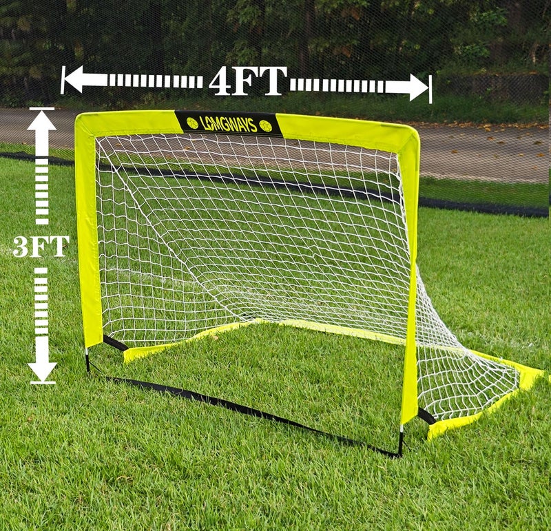 LOMGWAYS Soccer Goal for Backyard,2 Set of 4x3 ft Portable Pop-Up Soccer Net with Ground Stakes,Carry Bag, Perfect for Backyard,Court,Field,Easy Set up,Great for All Levels and Ages - Image 2