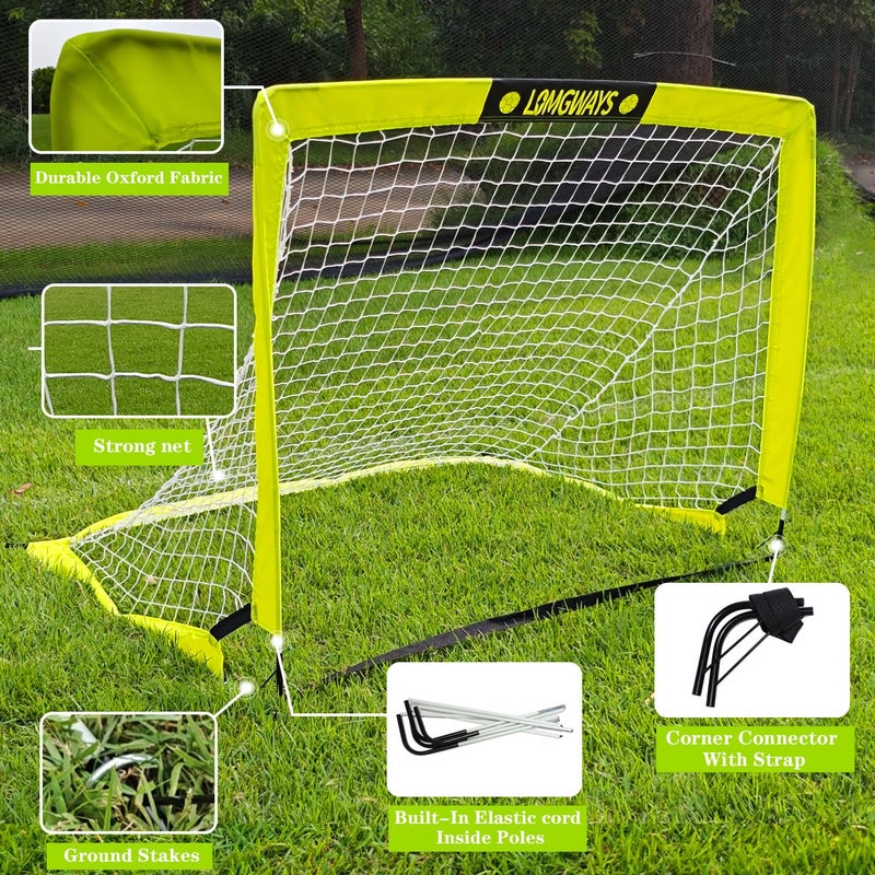 LOMGWAYS Soccer Goal for Backyard,2 Set of 4x3 ft Portable Pop-Up Soccer Net with Ground Stakes,Carry Bag, Perfect for Backyard,Court,Field,Easy Set up,Great for All Levels and Ages - Image 4