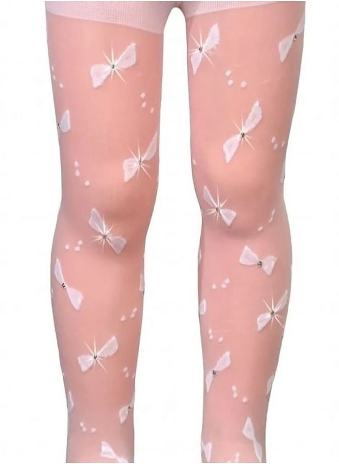 Ghils - Girls' Crystal Embroidered Tights - Image 1