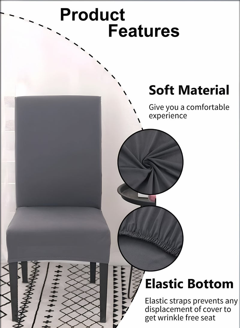 توشيونيكس غطاء كرسي طعام مطاطي من الإسباندكس T113619 | غطاء كرسي مرن مانع للانزلاق وقابل للغسل لغرفة الطعام والمطبخ وغرفة المعيشة | واقي كرسي بمقاس عالمي - Image 2