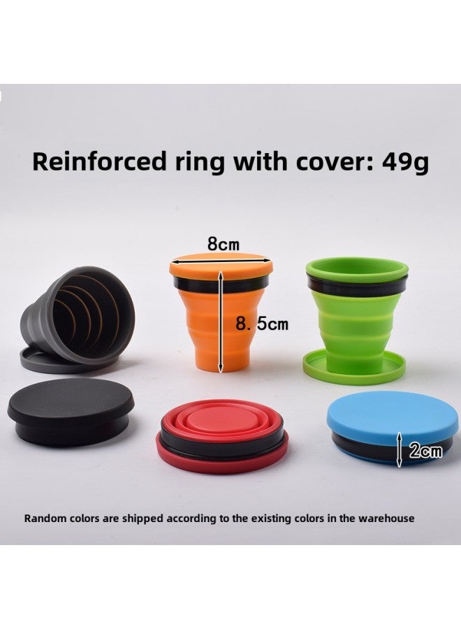 Hard Silicone Folding Cup Creative Travel Mouthwash Cup Foldable Portable Water Cup Folding Travel Outdoor Water Cup-Color:♥❣Covered With Reinforcement Ring❣♥-Capacity:♥❣Blue❣♥ - Image 1