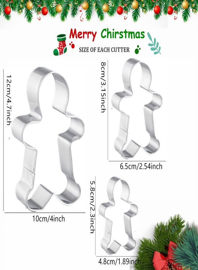 Q-BAKER Gingerbread Man Cookie Cutters, 3 Pieces - Stainless Steel Holiday Shapes for Baking Gift - Image 2