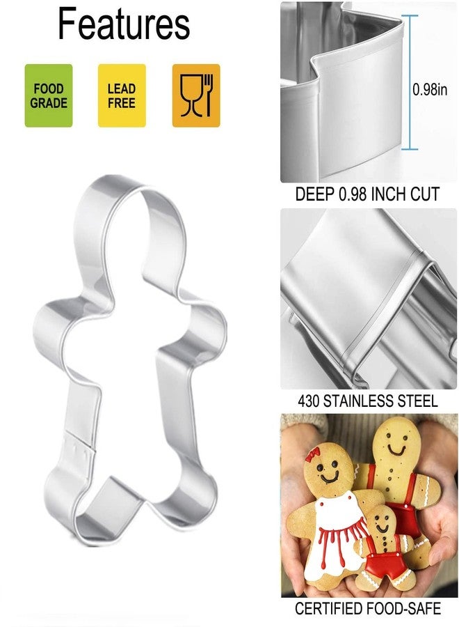 Q-BAKER Gingerbread Man Cookie Cutters, 3 Pieces - Stainless Steel Holiday Shapes for Baking Gift - Image 3