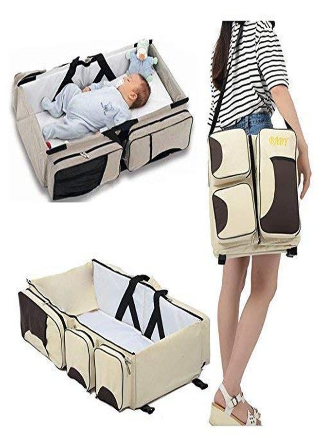 Whitecloud TRANSFORMING HOMES® Portable Multifunctional Baby Travel Bed Cot/Bassinet and Folding Mummy Diaper Bag (AA, Cream) - Image 4