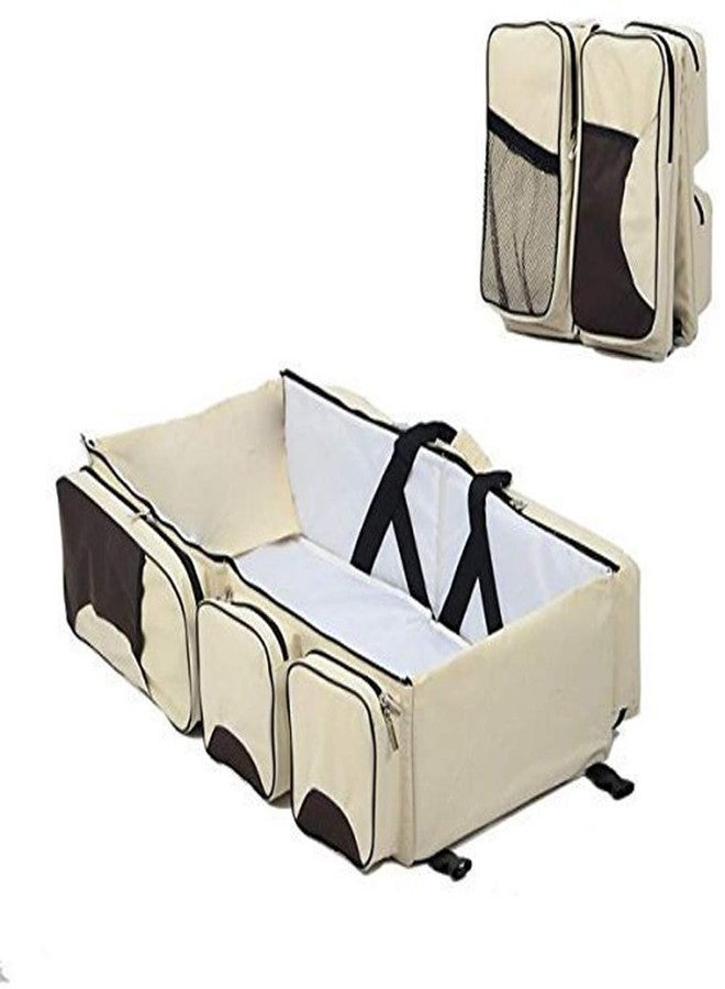 Whitecloud TRANSFORMING HOMES® Portable Multifunctional Baby Travel Bed Cot/Bassinet and Folding Mummy Diaper Bag (AA, Cream) - Image 1