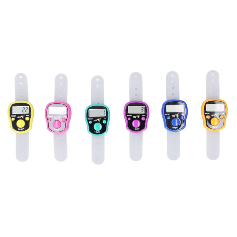 6 Pcs Electronic Finger Counter Portable Lightweight Adjustable Ring Clicker Counter with LED Light - Image 1