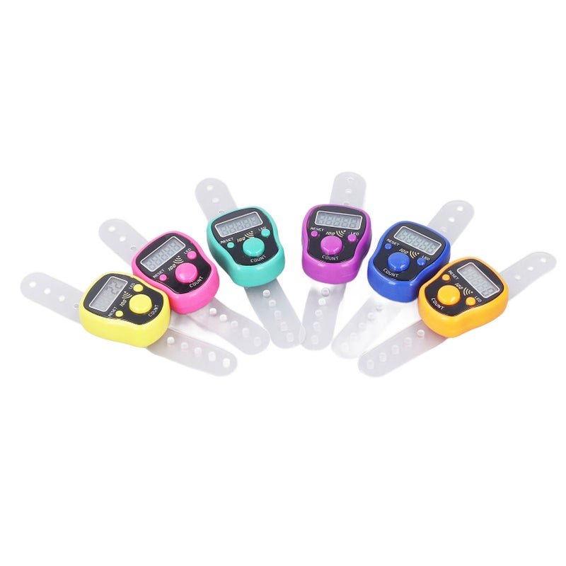 6 Pcs Electronic Finger Counter Portable Lightweight Adjustable Ring Clicker Counter with LED Light - Image 2