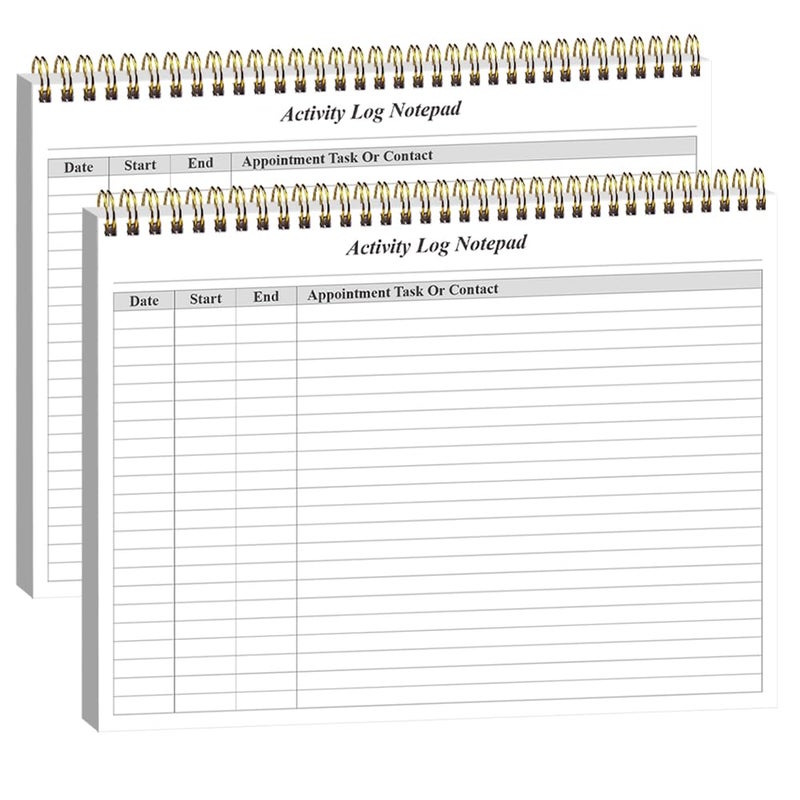 Getvow (2-Pack) Activity Log Notepad - Spiral Activity Log Book for Business Work, Undated Weekly To Do List Notepad, Organized Time Spending, Appointment or Contact, Total in 104 Sheets, 100gsm Paper, 8.5" x 11" - Image 1