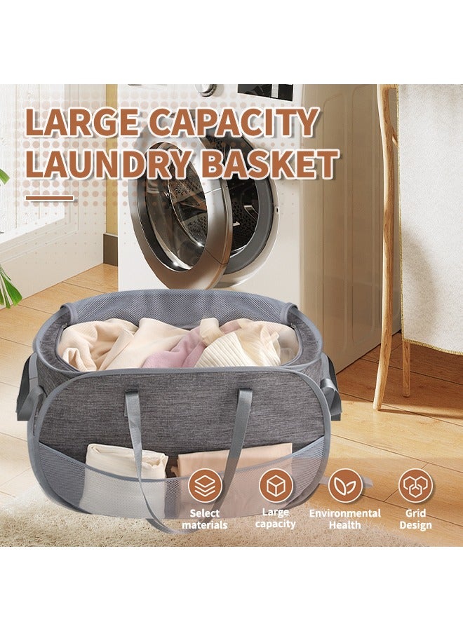 Portable Foldable Laundry Basket, Clothes Laundry Hamper with Handles and Mesh Ventilated Design, with Lid, Ideal for Apartments or Short Trips  - Image 2