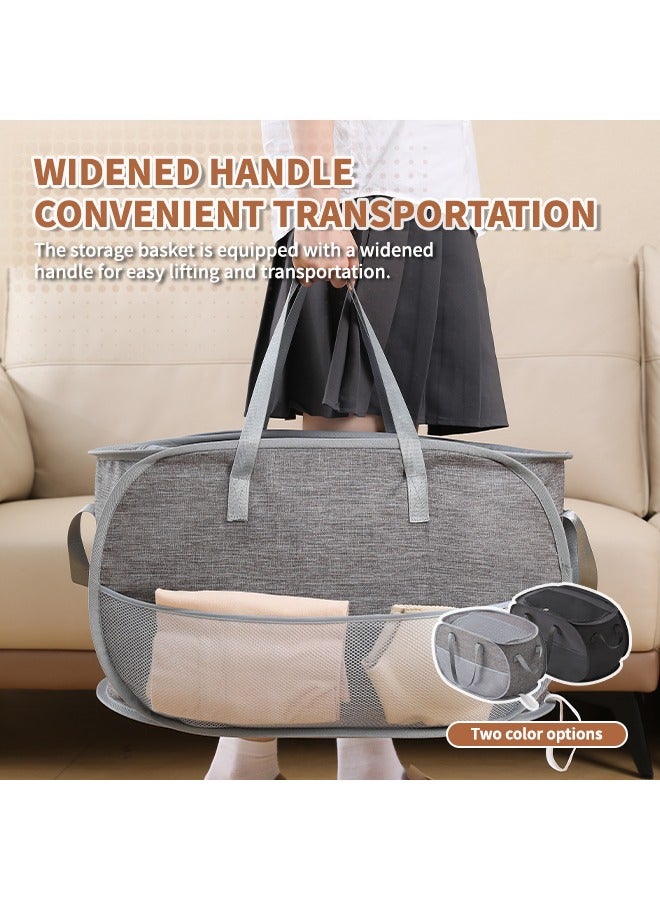 Portable Foldable Laundry Basket, Clothes Laundry Hamper with Handles and Mesh Ventilated Design, with Lid, Ideal for Apartments or Short Trips  - Image 5