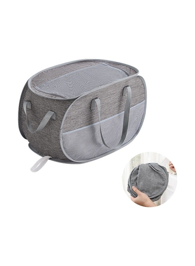 Portable Foldable Laundry Basket, Clothes Laundry Hamper with Handles and Mesh Ventilated Design, with Lid, Ideal for Apartments or Short Trips  - Image 1