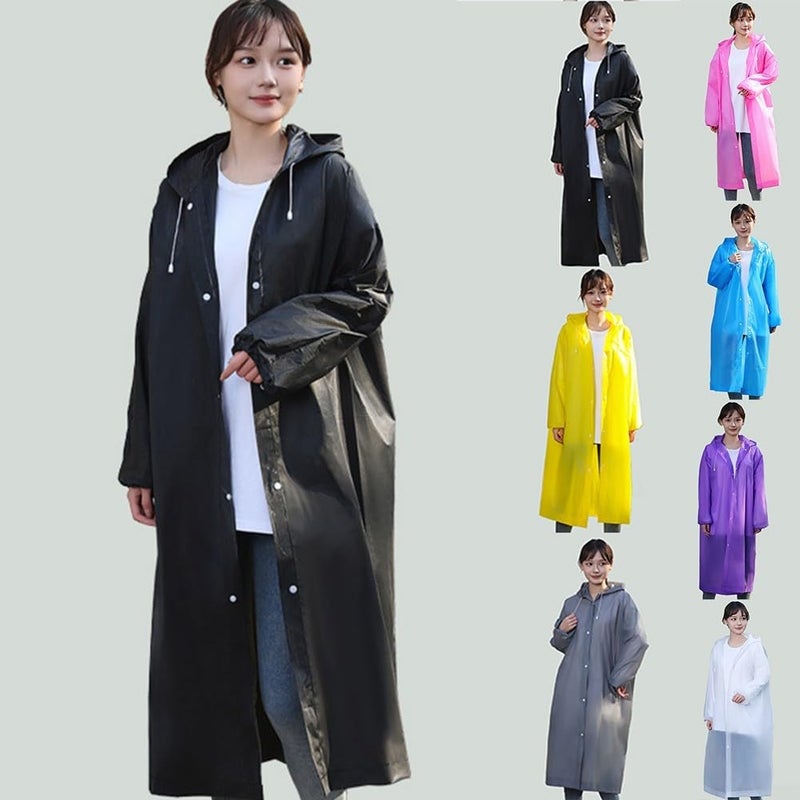 Lightweight Purple EVA Raincoat Full Length Hooded Waterproof Cape For Outdoor Travel Cycling Hiking - Image 4