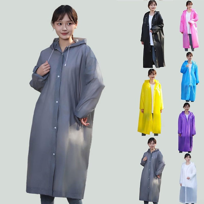 Lightweight Purple EVA Raincoat Full Length Hooded Waterproof Cape For Outdoor Travel Cycling Hiking - Image 5