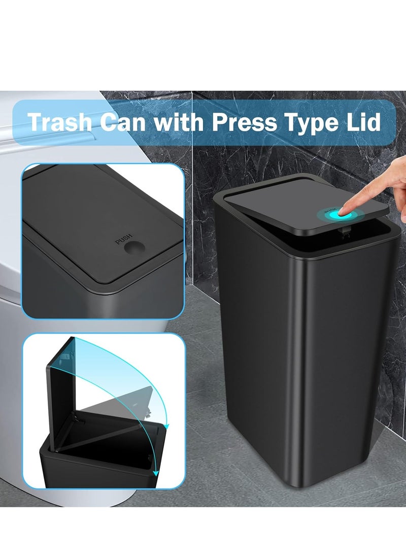 MIXDE 3 Pack Bathroom Small Trash Can with Lid,10L / 2.6 Gallon Slim Garbage Bin Wastebasket with Pop-Up Lid for Bedroom, Office, Kitchen, Craft Room, Fits Under Desk/Cabinet/Sink - Image 2