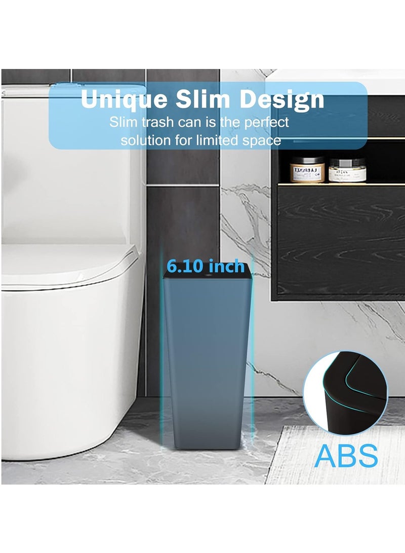 MIXDE 3 Pack Bathroom Small Trash Can with Lid,10L / 2.6 Gallon Slim Garbage Bin Wastebasket with Pop-Up Lid for Bedroom, Office, Kitchen, Craft Room, Fits Under Desk/Cabinet/Sink - Image 3
