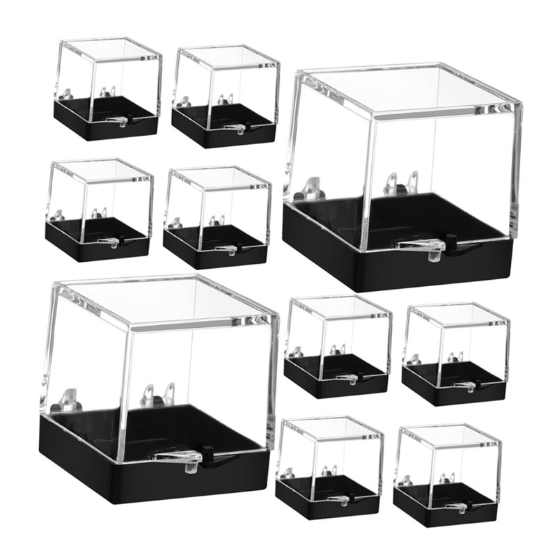 10pcs Plastic Ore Specimen Box Square Stone Holder Box Lid for Crystal Display Rock Collection Storage Case - Image 1