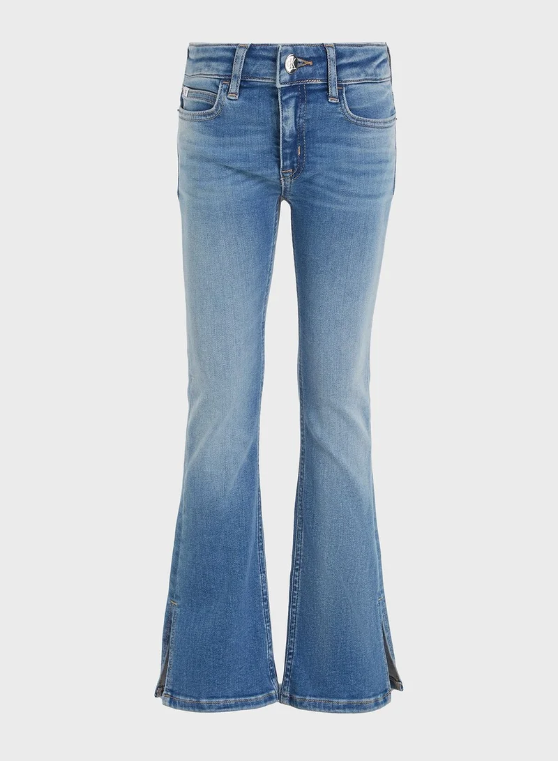 Calvin Klein Jeans Kids Mid Wash Flare Jeans