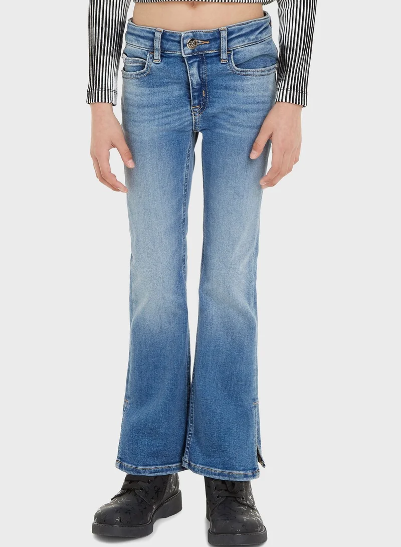 Calvin Klein Jeans Kids Mid Wash Flare Jeans