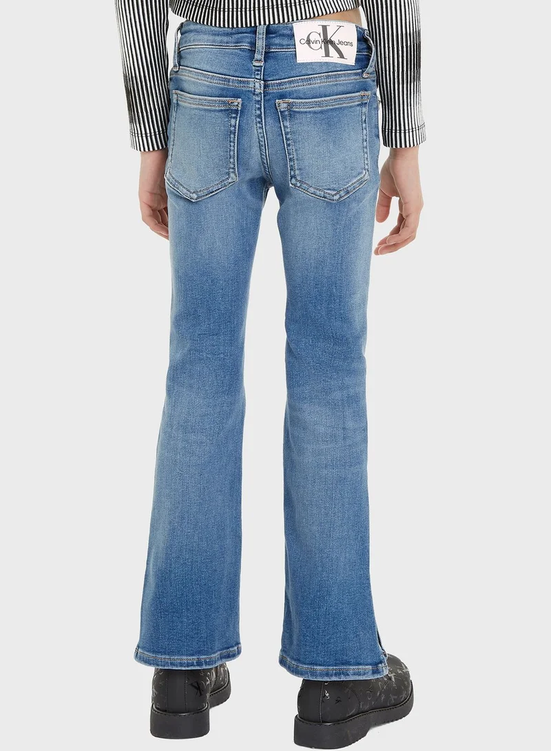 Calvin Klein Jeans Kids Mid Wash Flare Jeans