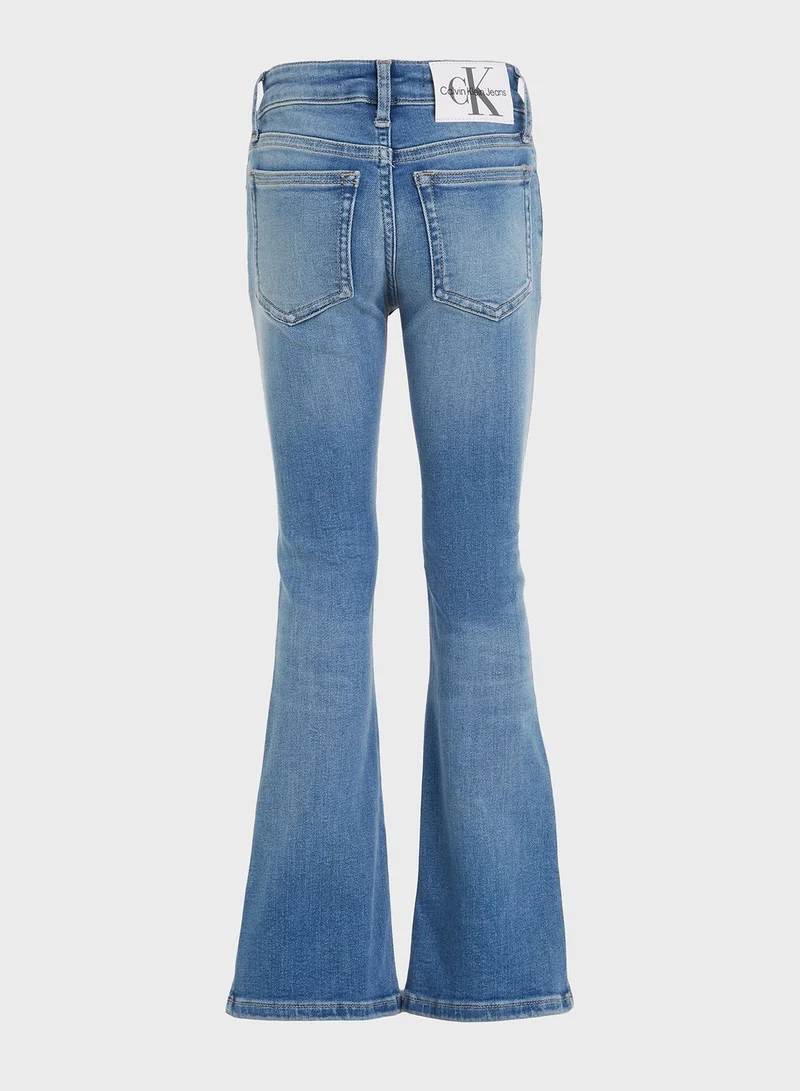 Calvin Klein Jeans Kids Mid Wash Flare Jeans