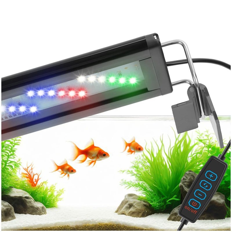 DaToo LED Aquarium Light Full Spectrum Fish Tank Light with Dimmer White Blue Red Green LEDs Fish Tank Light with Three Lighting Modes and Extendable Bracket for 8 Inch to 12 Inch Aquarium - Image 1
