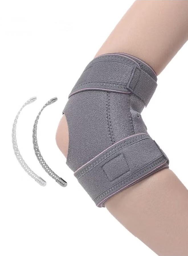Generic 1-Piece Elbow Brace, Adjustable Elbow Support with Dual-Spring Stabilizer, Elbow Strap for Golfers Elbow, Tennis Elbow, Arthritis, Tendonitis, Sports Injury Pain Relief, Arm Wrap Elbow Strap for Men and Women, Pink/Grey  - Image 1