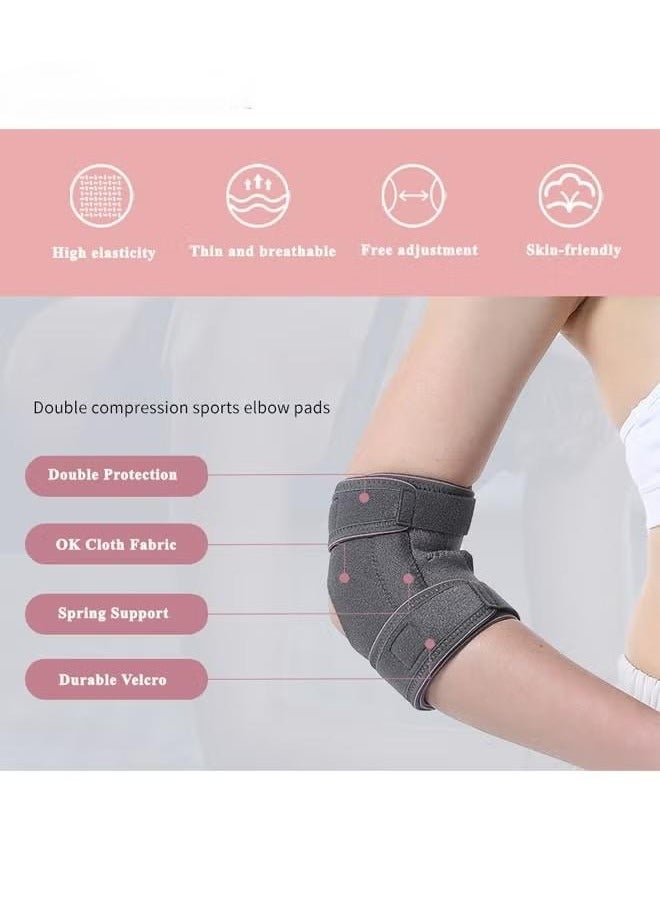 Generic 1-Piece Elbow Brace, Adjustable Elbow Support with Dual-Spring Stabilizer, Elbow Strap for Golfers Elbow, Tennis Elbow, Arthritis, Tendonitis, Sports Injury Pain Relief, Arm Wrap Elbow Strap for Men and Women, Pink/Grey  - Image 2