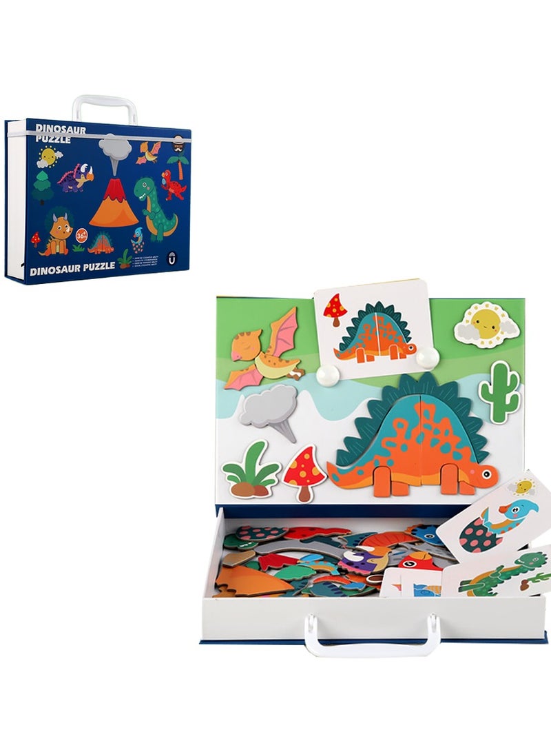 ELLEGLAM Children'S Wooden Educational Toys, Dinosaur Puzzle Games, Magnetic Educational Toys, Educational Toys For Children Over 3 Years Old - Image 1