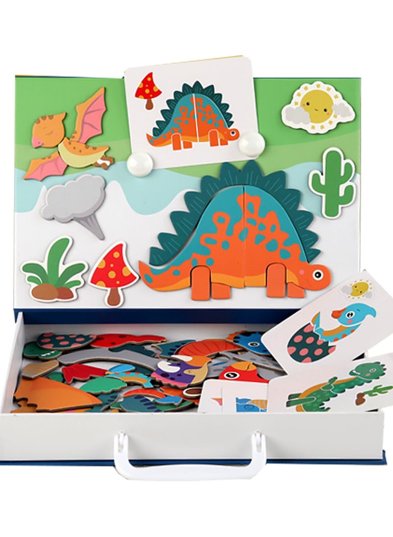 ELLEGLAM Children'S Wooden Educational Toys, Dinosaur Puzzle Games, Magnetic Educational Toys, Educational Toys For Children Over 3 Years Old - Image 2