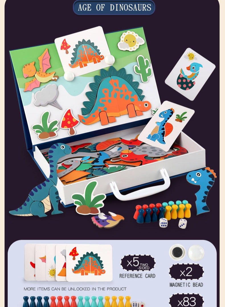 ELLEGLAM Children'S Wooden Educational Toys, Dinosaur Puzzle Games, Magnetic Educational Toys, Educational Toys For Children Over 3 Years Old - Image 5