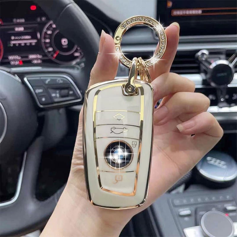 RFSRZ Bling Gold White Car Key Fob Cover for BMW - Image 3