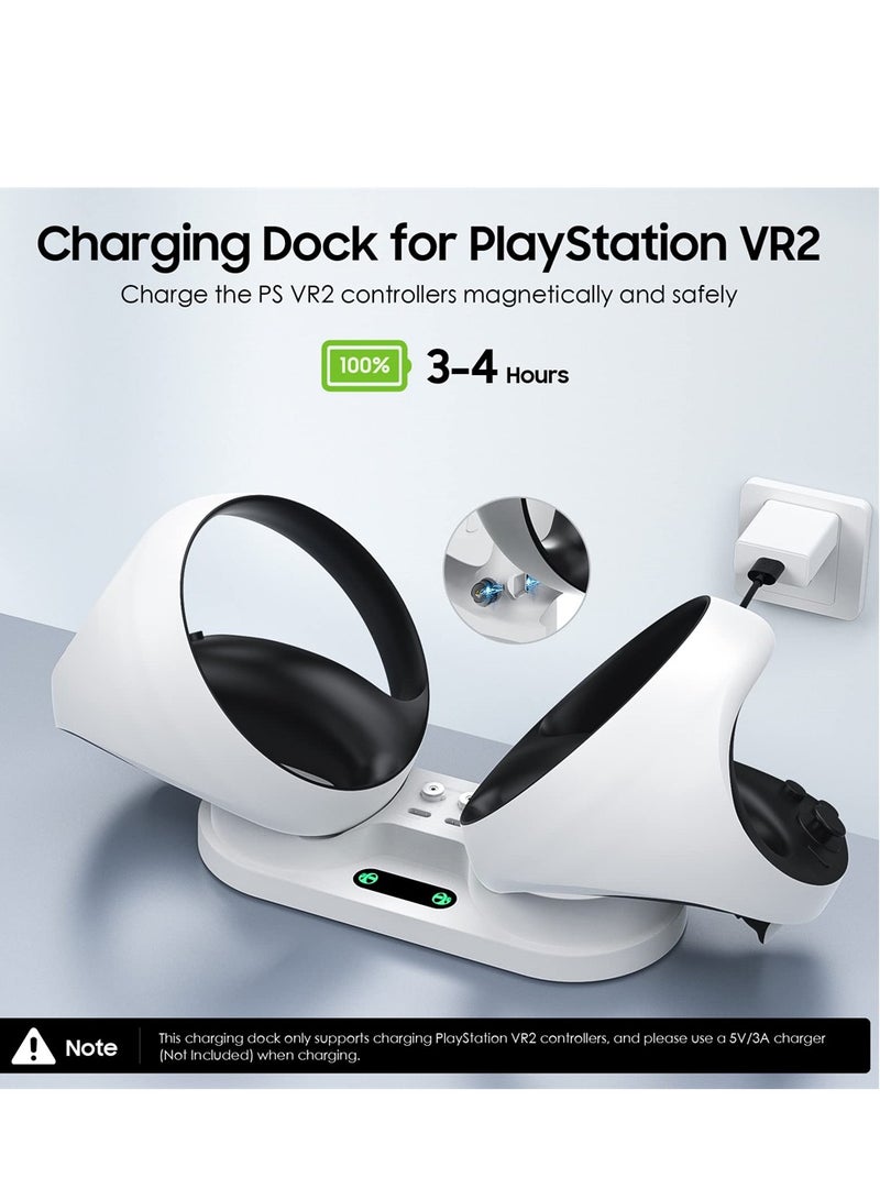 Playstation VR2 Controller Charging Station - LED Desk Dock with 4 Type-C Magnetic Clasp & Cable, Compatible with PS VR2 (White) - Image 2