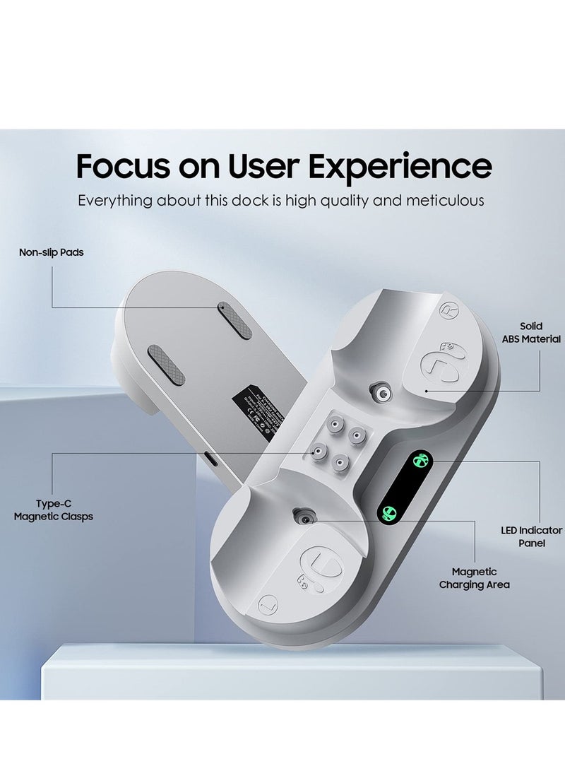 Playstation VR2 Controller Charging Station - LED Desk Dock with 4 Type-C Magnetic Clasp & Cable, Compatible with PS VR2 (White) - Image 5