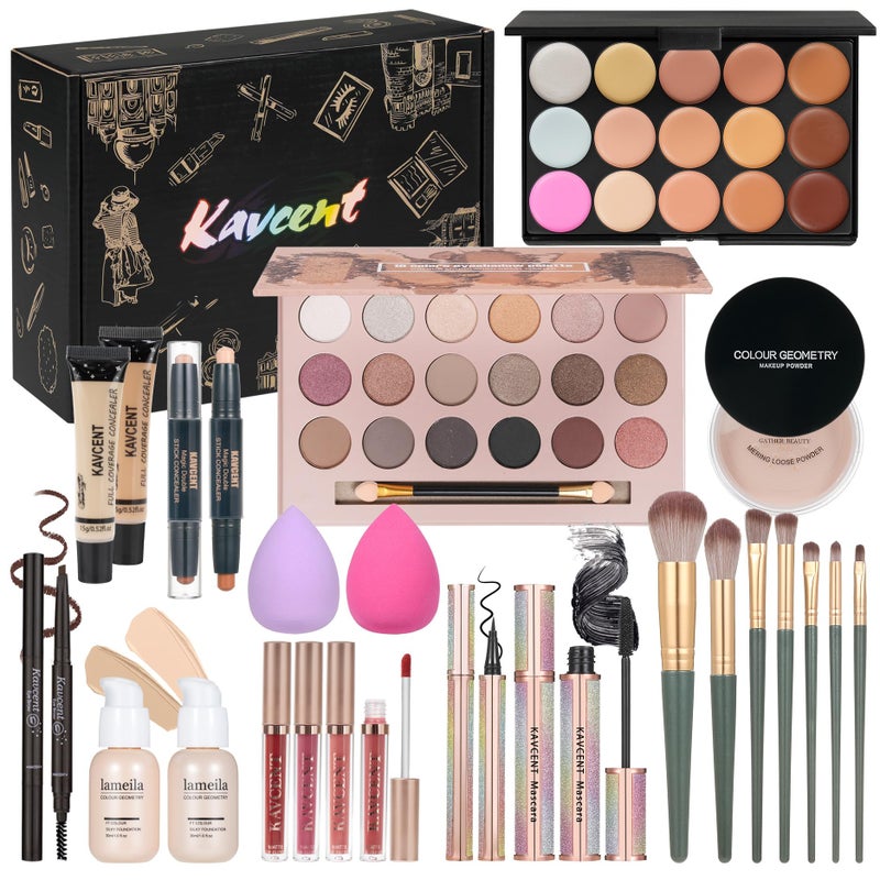 KAVCENT Makeup Kit Makeup Sets for Teens Makeup kits for Women Teenagers Full Kit Make up Eyeshadow Palette Foundation Concealer Lipgloss Makeup Gift Set for Women Teen Girls - Image 1
