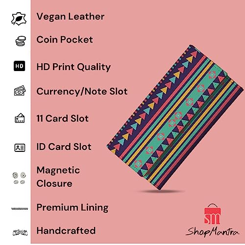 ShopMantra Wallet for Women's | Women's Wallet | Unique Print | Clutch | Made with Vegan Leather | Holds Upto 11 Cards 1 ID Slot | 2 Notes and 1 Coin Compartment | Magnetic Closure | Multicolor - Image 2
