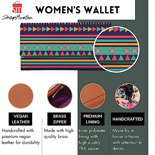 ShopMantra Wallet for Women's | Women's Wallet | Unique Print | Clutch | Made with Vegan Leather | Holds Upto 11 Cards 1 ID Slot | 2 Notes and 1 Coin Compartment | Magnetic Closure | Multicolor - Image 5