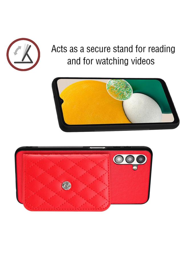 S-TOP Case For Samsung Galaxy A13 5G / A04s Rhombic Texture Card Bag RFID Phone Case with Long Lanyard - Image 4