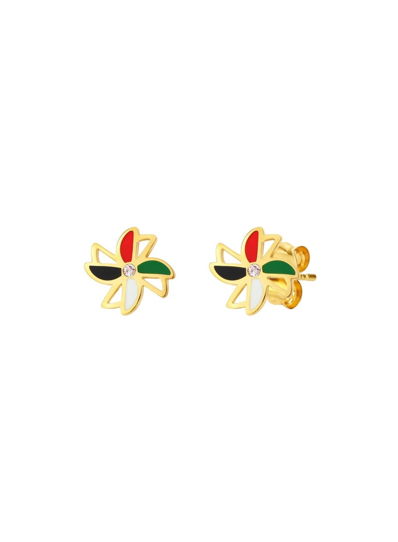 Earss Flower Shaped UAE Flag Earrings | Stainless Steel | Gold Plated - Image 1