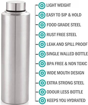 STEEPLE 1000ml Stainless Steel Water Bottle Fridge Water Bottle Set 1Litre 4 - Image 2