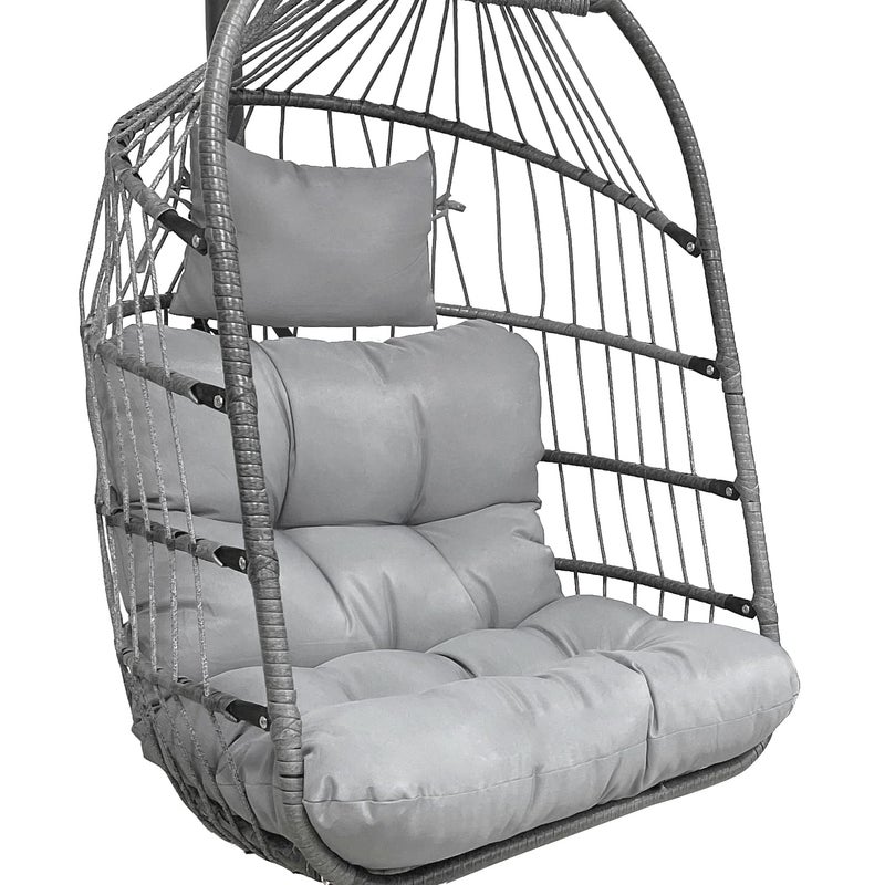 Enipate Outdoor Hanging Egg Chair Cushion WaterResistant Tufted Swing Basket Chairs Cushion Pads with Headrest Pillow