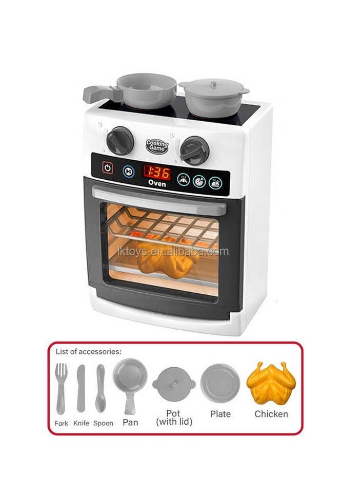 فرن لعب للأطفال مع إكسسوارات – مجموعة مطبخ تفاعلية بأضواء وأصوات - Image 1