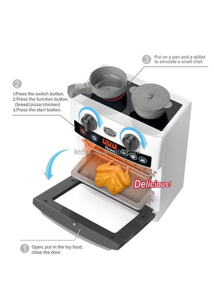 فرن لعب للأطفال مع إكسسوارات – مجموعة مطبخ تفاعلية بأضواء وأصوات - Image 3