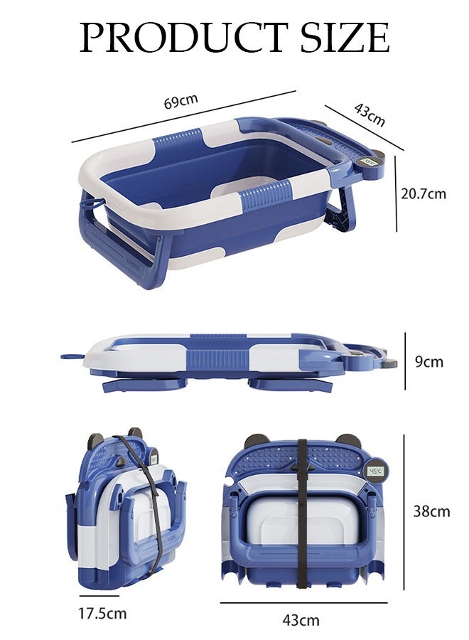 DUNISO حوض استحمام للأطفال قابل للطي، مقعد حمام للأطفال مع وسادة ناعمة ومصفاة، حوض استحمام للأطفال بقاعدة غير قابلة للانزلاق وحوض استحمام للرضع قابل للطي للأطفال حديثي الولادة والأطفال الصغار - Image 4
