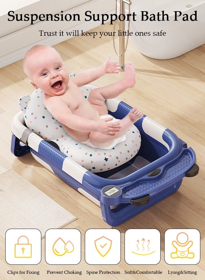 DUNISO حوض استحمام للأطفال قابل للطي، مقعد حمام للأطفال مع وسادة ناعمة ومصفاة، حوض استحمام للأطفال بقاعدة غير قابلة للانزلاق وحوض استحمام للرضع قابل للطي للأطفال حديثي الولادة والأطفال الصغار - Image 2