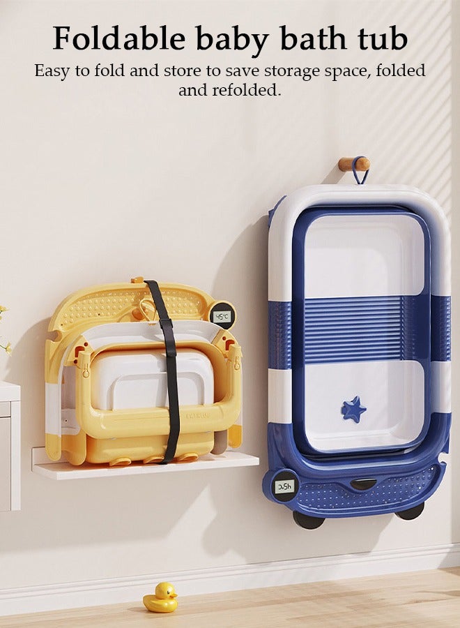 DUNISO حوض استحمام للأطفال قابل للطي، مقعد حمام للأطفال مع وسادة ناعمة ومصفاة، حوض استحمام للأطفال بقاعدة غير قابلة للانزلاق وحوض استحمام للرضع قابل للطي للأطفال حديثي الولادة والأطفال الصغار - Image 5
