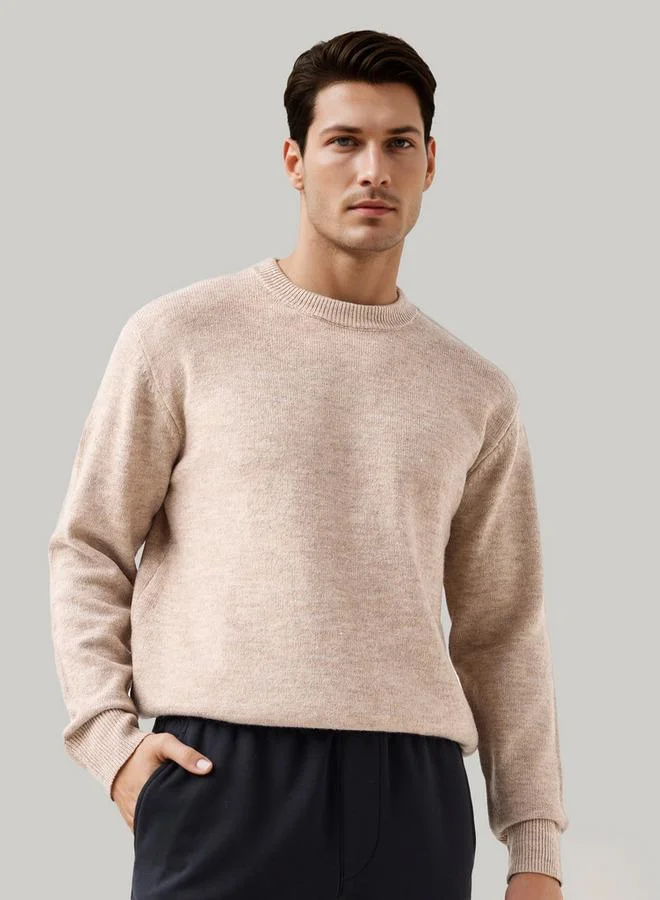 Splash FAV Textured Sweater with Crew Neck