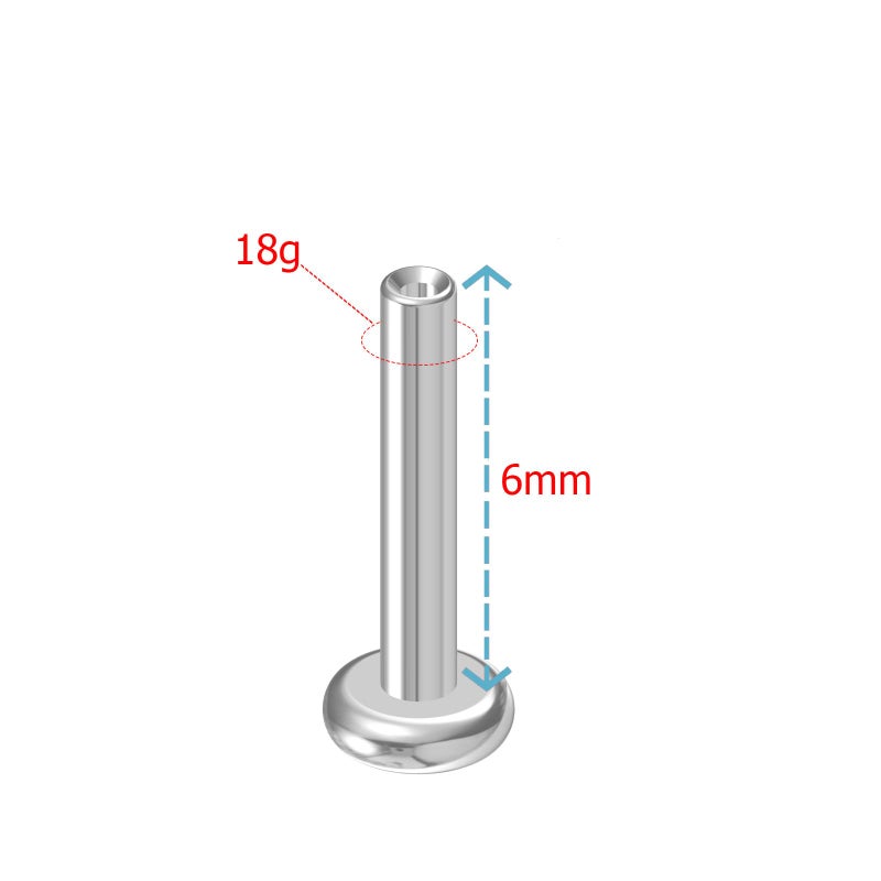 NewkeepsR 18GÃ—6mm Threadless Flat Back Labret Stud Post Replacement, Implant Grade 1.0mm Press Fit Flatback Push In Short Unthreaded Titanium Bar - Image 2