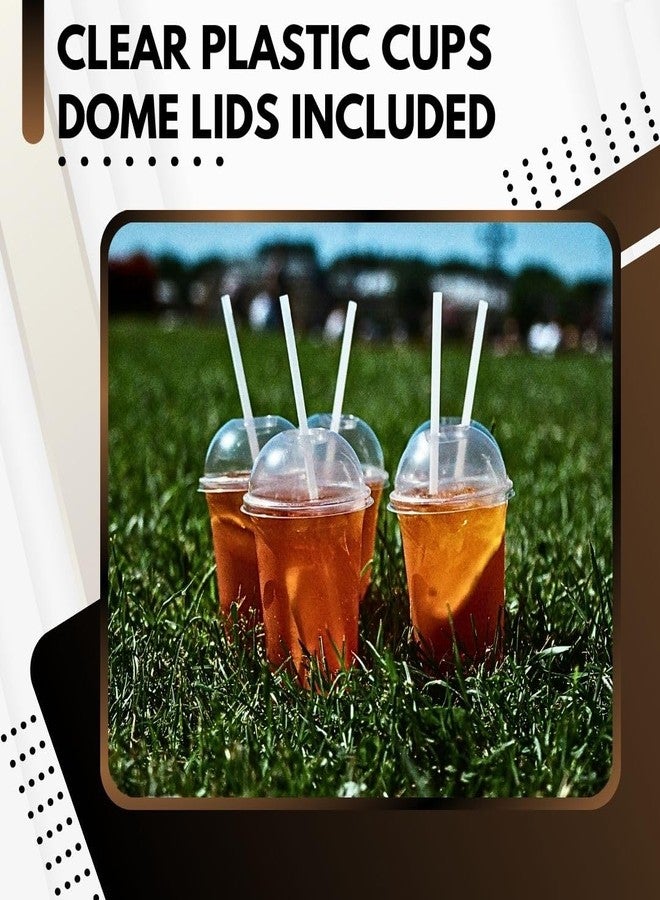 Green Direct 12 oz. Disposable Clear Plastic Cups with Lids for Ice coffee, Bubble Boba Tea, Cold Drinks & Smoothie Pack of 50 - Image 4