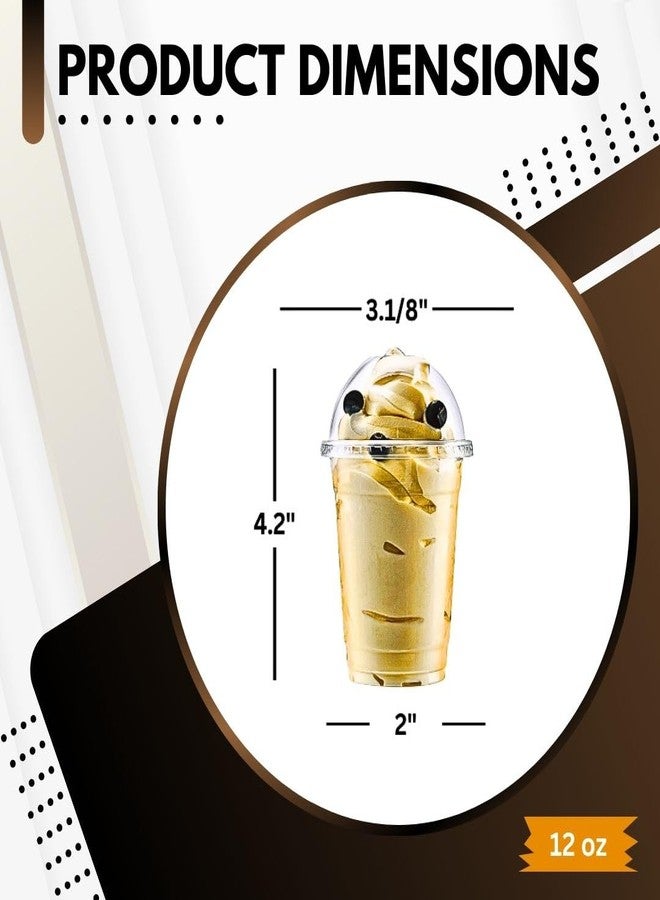 Green Direct 12 oz. Disposable Clear Plastic Cups with Lids for Ice coffee, Bubble Boba Tea, Cold Drinks & Smoothie Pack of 50 - Image 3