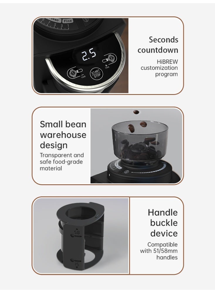 HiBREW مطحنة قهوة كهربائية أوتوماتيكية HiBREW مع 34 ترس لإسبريسو والقهوة الأمريكية وصب القهوة مع تخزين حبوب مرئي G3A - Image 4